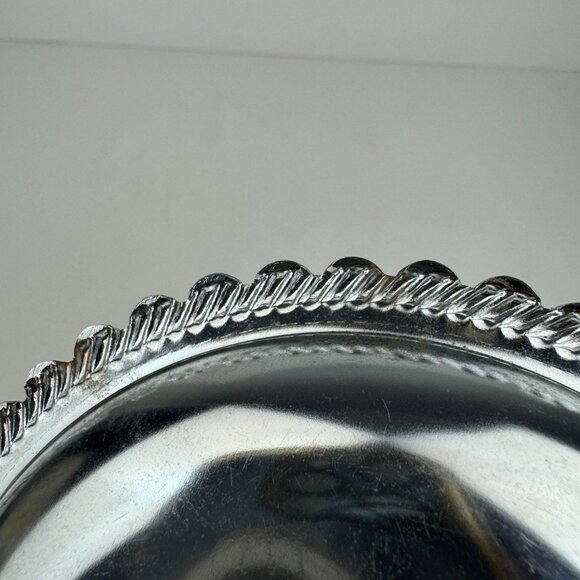 Vtg Small Round Silver Metal Niagara Falls Canada Souvenir Etched Dish Scalloped - Picture 14 of 15